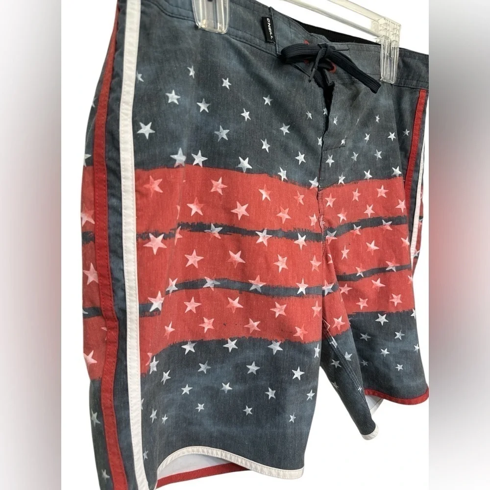 O'Neill American Flag Board Shorts Red BLue Striped 9